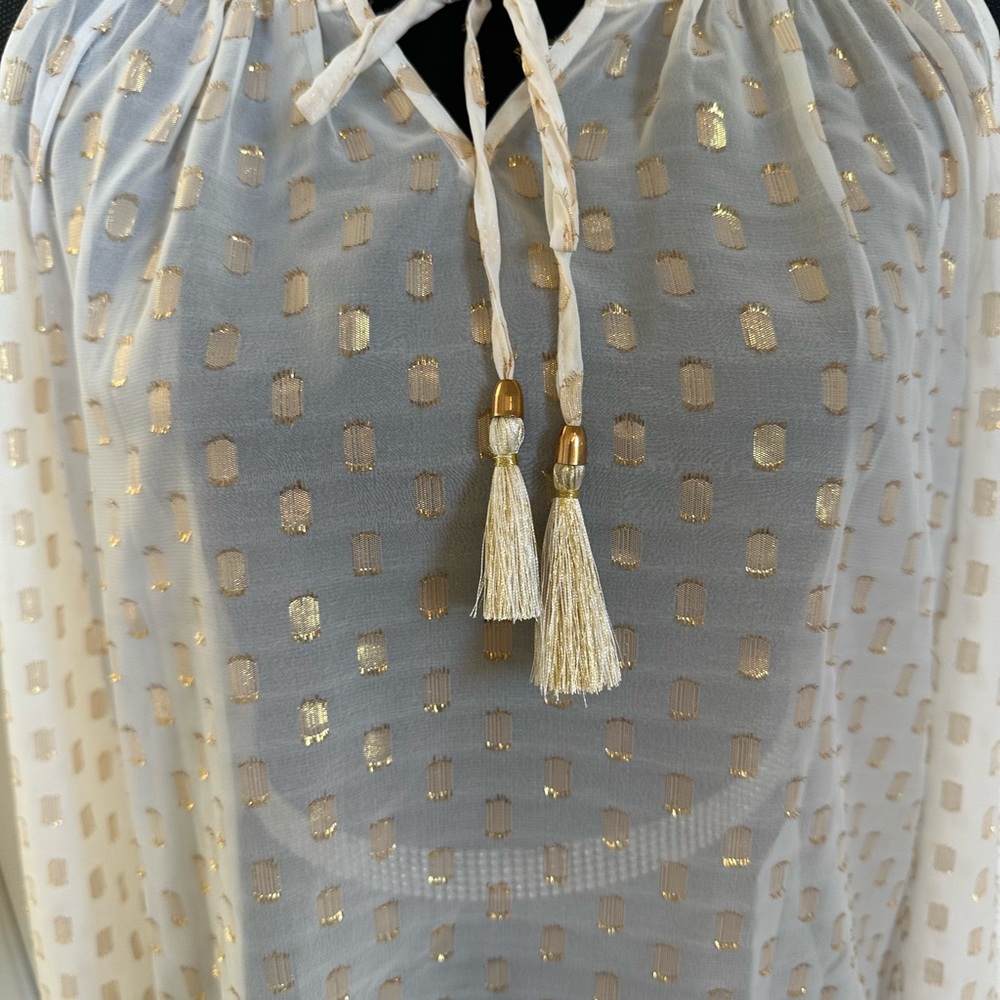 Macbeth Collection by Margaret Josephs Gold Polka Dot Top